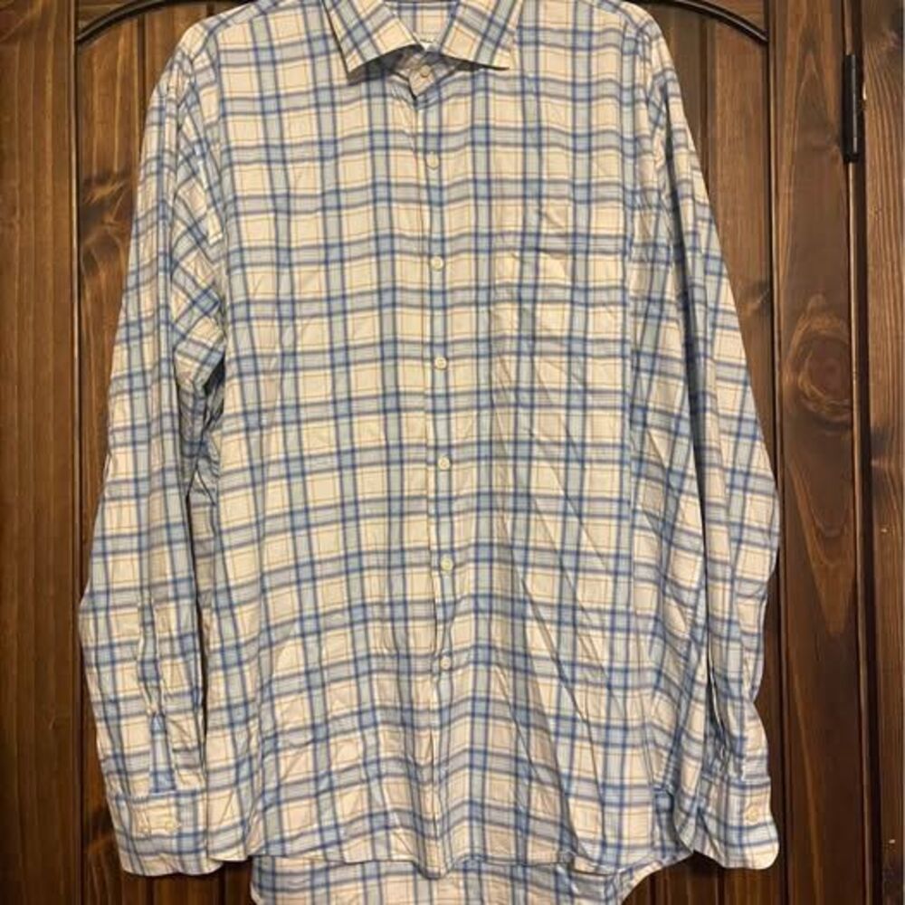 Men’s XL Peter Millar Long Sleeve Button Down Shirt Blue Plaid